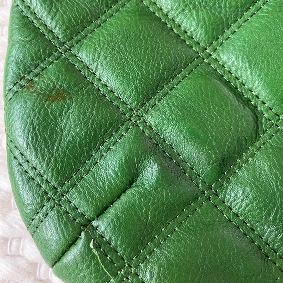 J. Crew Quilted Green Leather Quincy Quilted Hobo Bag Gold Color Hardware - Picture 9 of 9